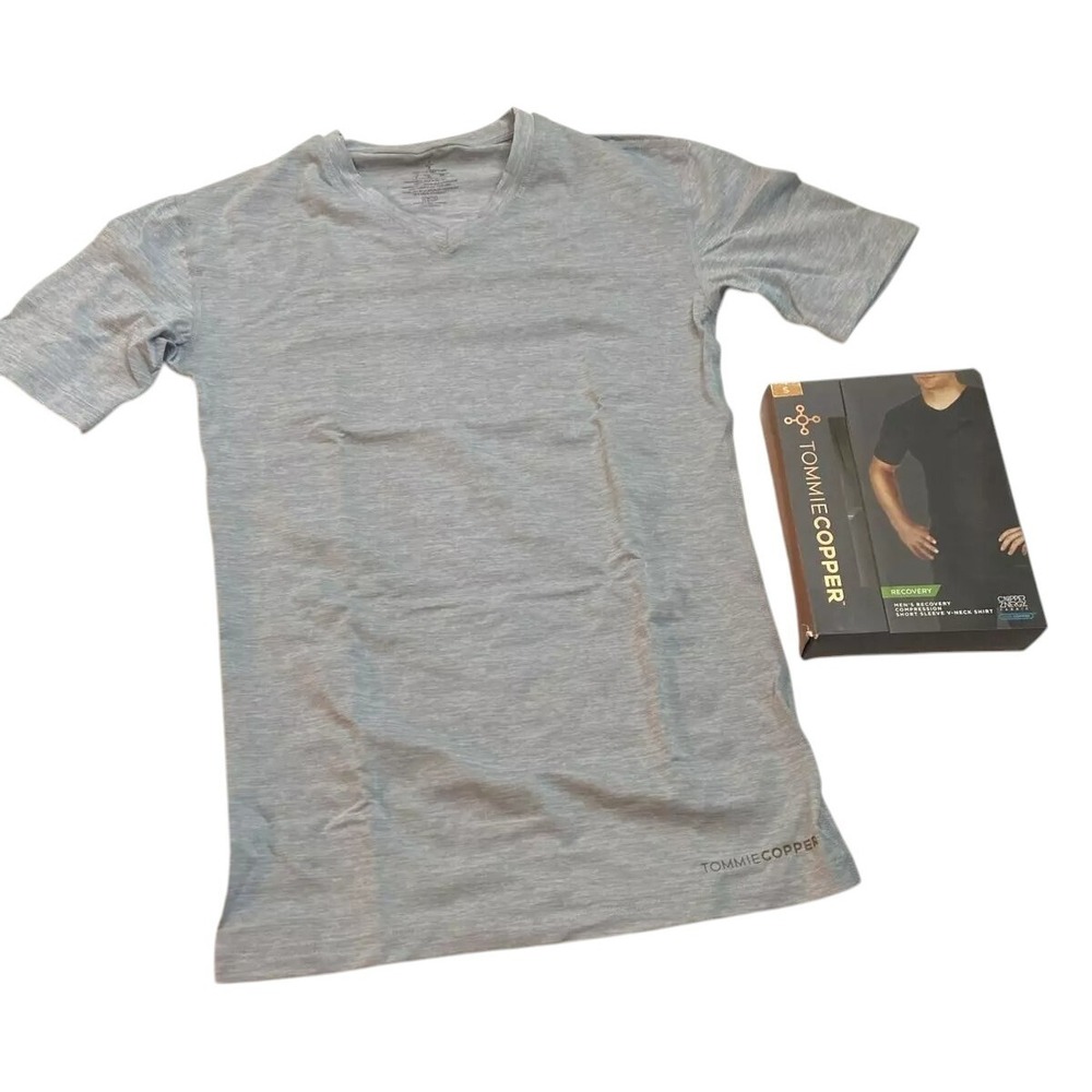 Tommie Copper Mens Compression Shirt Small V-Neck Recovery Silver 0835MR-0480-03